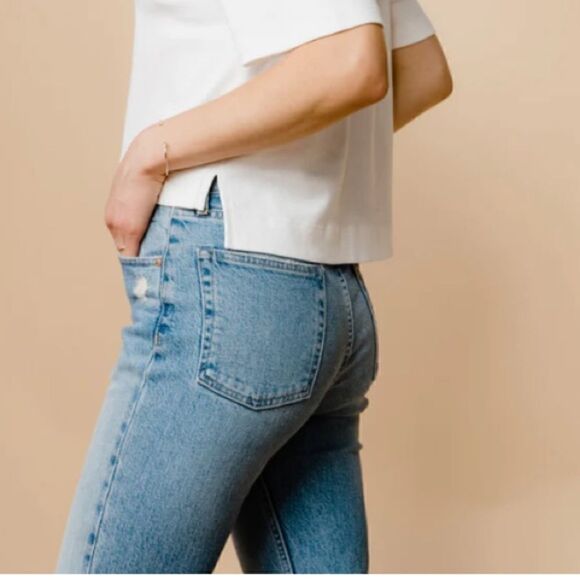 Women’s ABLE the straight jean size 32 raw hem sold out high rise waist - Picture 10 of 13